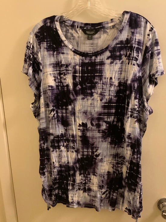 Simply Vera Vera Wang Tops - Simply Vera Vera Wang Dark Blue and White Short Sleeve Tie-Dye Top